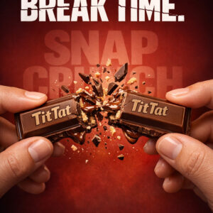 A hyper-commercial 45 vertical chocolate campaign poster