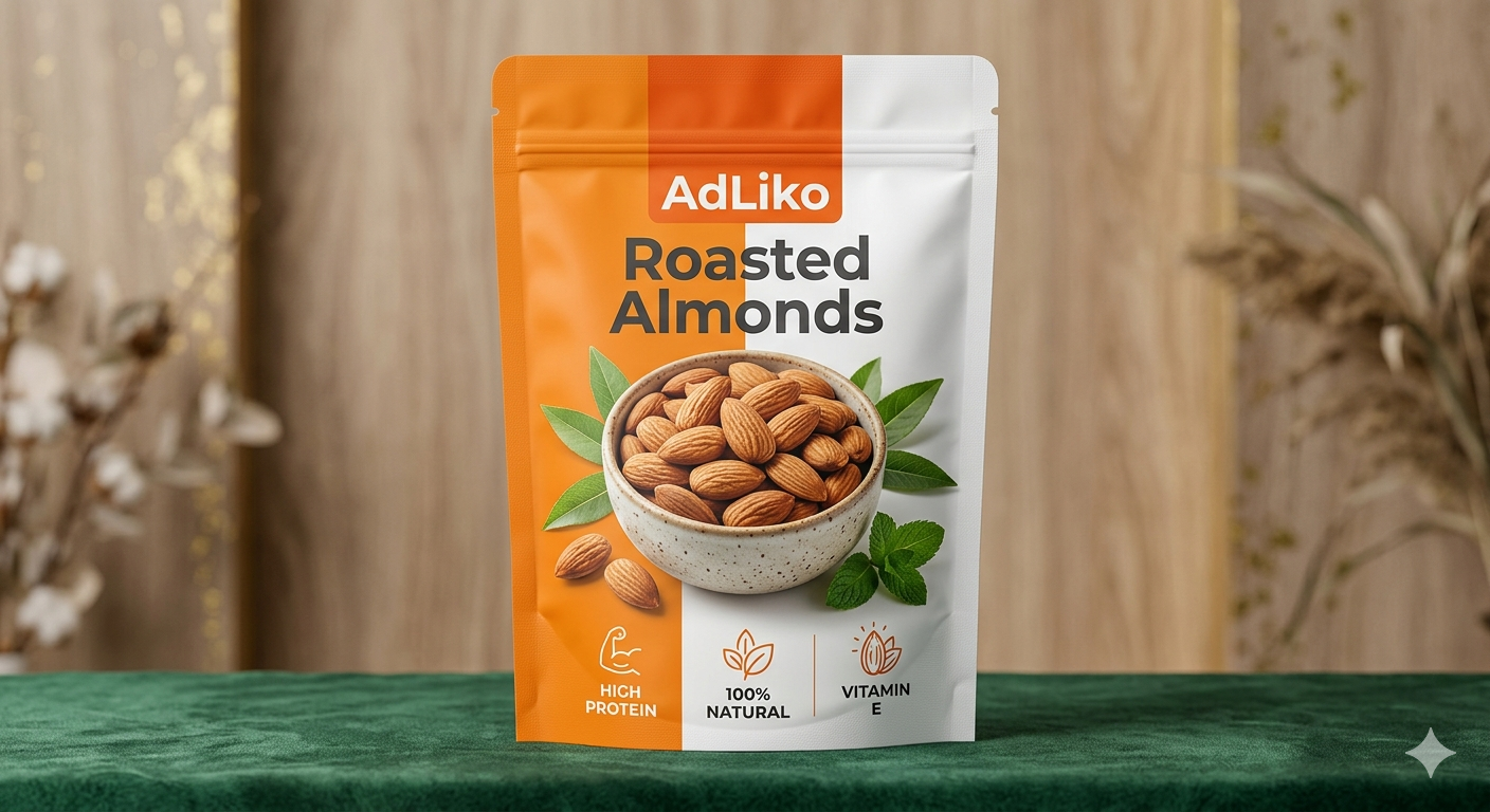 esealable packaging pouch for a snack brand named AdLiko .